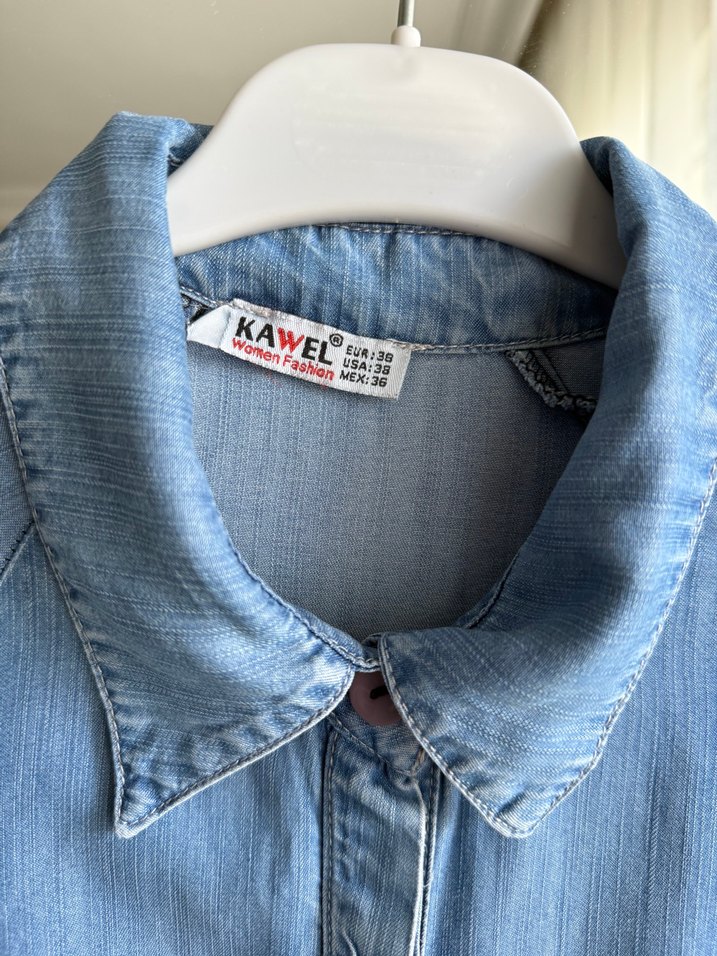 Kadın Mavi Kot Düğmeli Gömlek/Tunik - Görsel 5