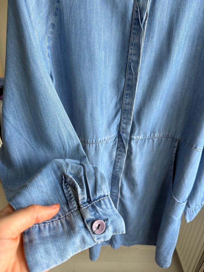 Kadın Mavi Kot Düğmeli Gömlek/Tunik - Görsel 4