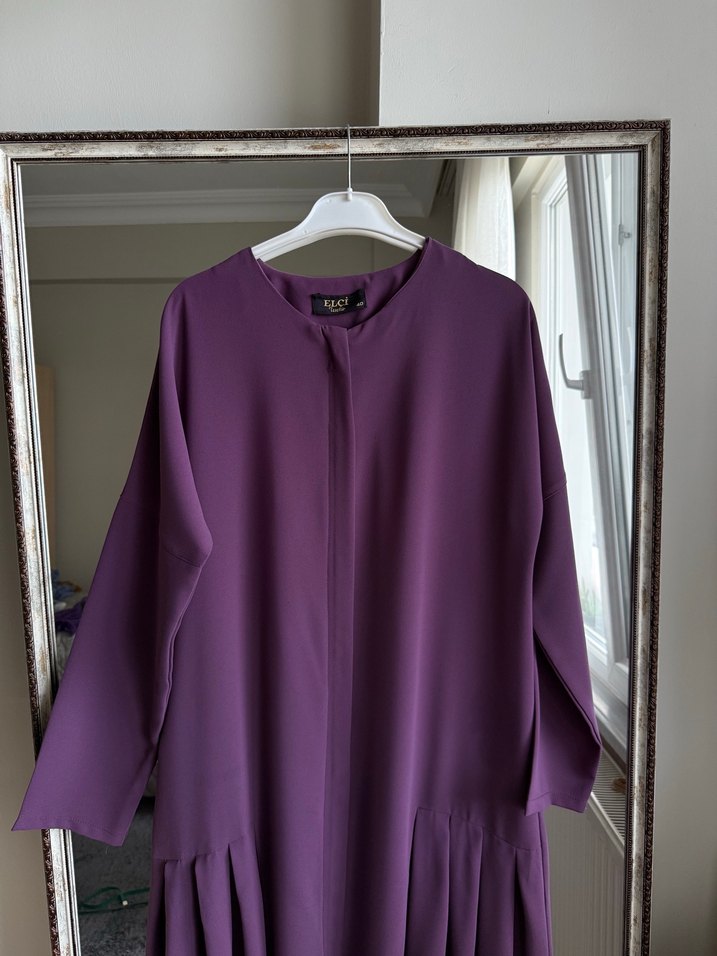 Kadın Mor Uzun Piliseli Elbise/Ferace - Görsel 3