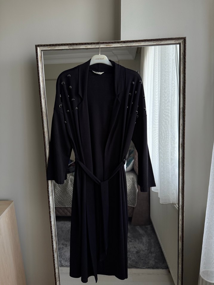 Uzun Siyah Gotik Kadın Kimono/Yelek - Görsel 5