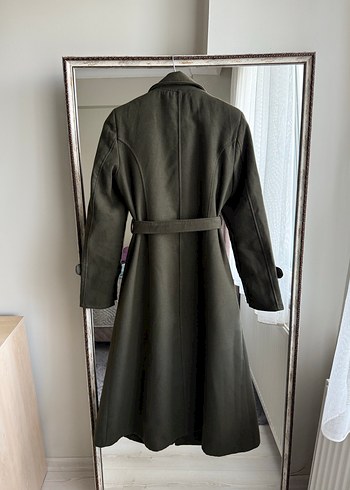 Kadın Kemerli Uzun Haki Kaşe Kaban - Görsel 3