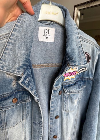 Nakışlı Mavi Kadın Denim Ceket - Görsel 5