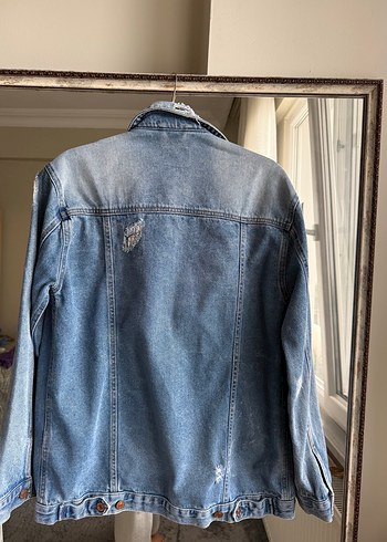 Nakışlı Mavi Kadın Denim Ceket - Görsel 3