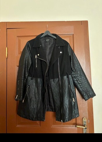 Siyah Kemerli Midi Deri Kadın Ceket - Görsel 3