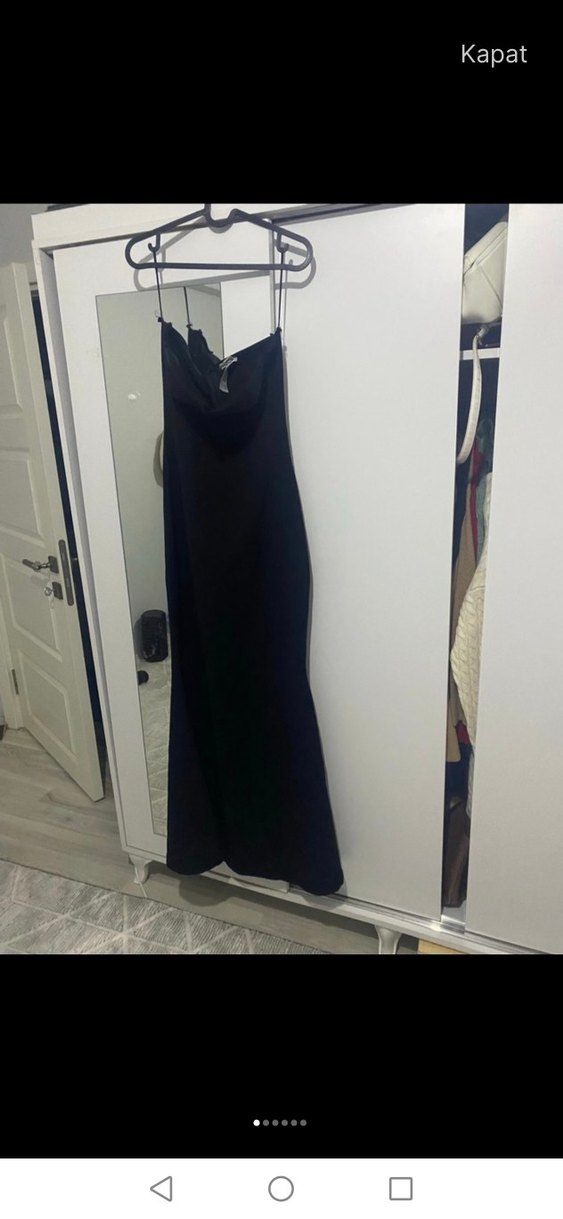 Siyah Straplez Midi Elbise - Görsel 3