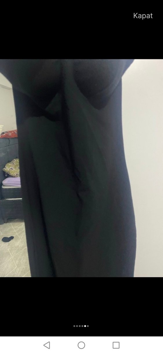 Siyah Straplez Midi Elbise - Görsel 4