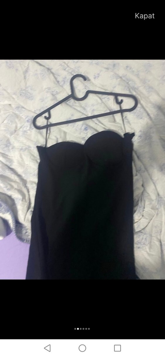 Siyah Straplez Midi Elbise - Görsel 2