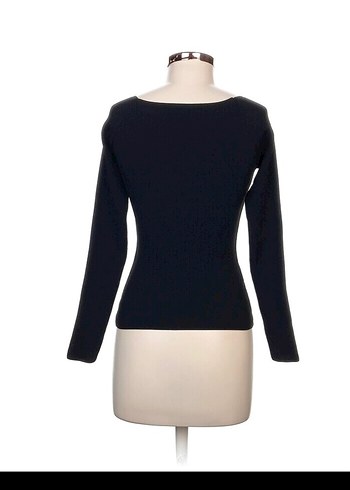 Siyah, V Yakalı, Uzun Kollu Kadın Bluz - Görsel 3