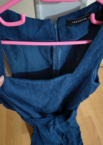 Lacivert Kolsuz Hamile Keten Tulum - Görsel 3