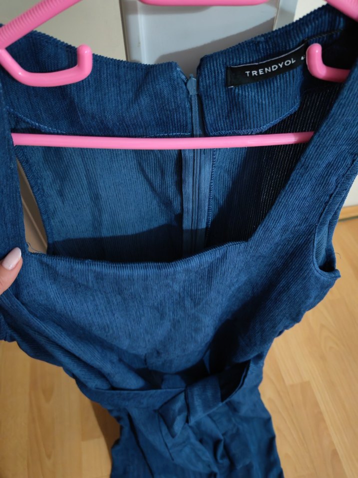 Lacivert Kolsuz Hamile Keten Tulum - Görsel 3