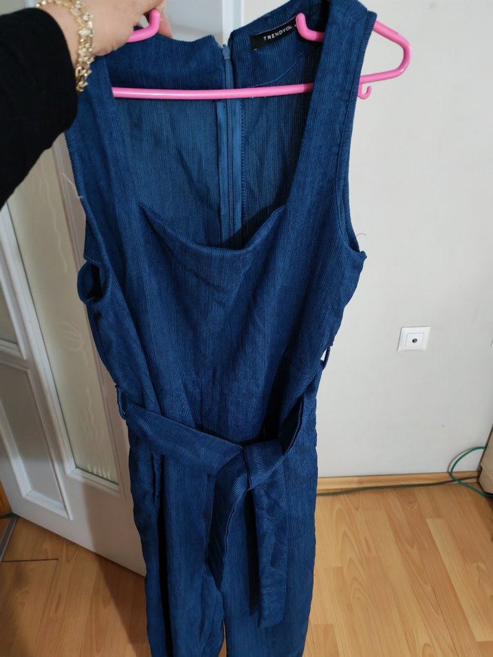 Lacivert Kolsuz Hamile Keten Tulum - Görsel 2