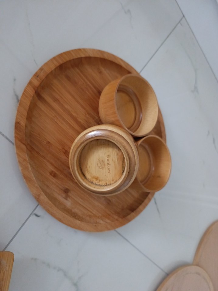 Bej Ahşap Tabak ve Kaseler Seti - Görsel 3