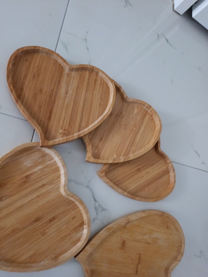 Bohem Tarzı Kalp Şekilli Ahşap Tepsi - Görsel 4