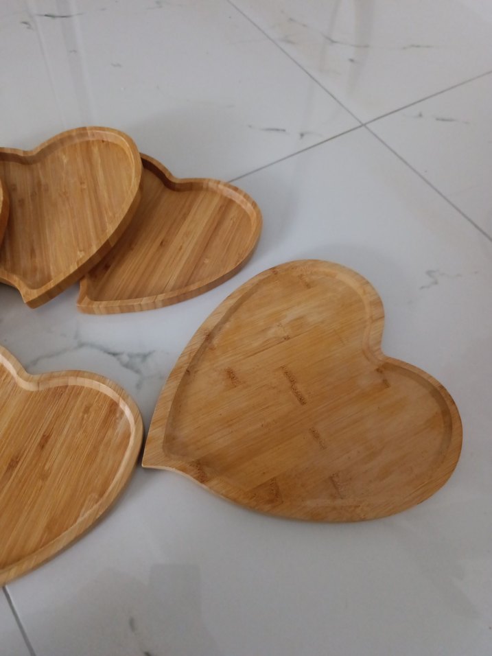 Bohem Tarzı Kalp Şekilli Ahşap Tepsi - Görsel 3