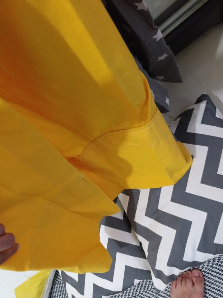 Gri Yıldız Desenli Sarı Bağlamalı Perde - Görsel 3