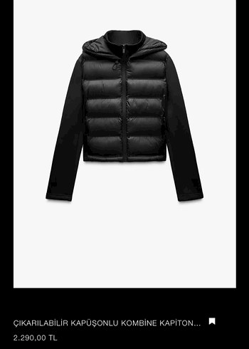 Zara marka orjinal yeni sezon Çıkarılabilir Kapüşonlu Mont