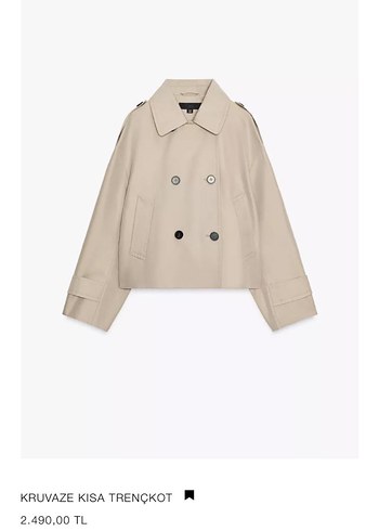 Zara marka orjinal yeni sezon Kruvaze Kısa trençkot