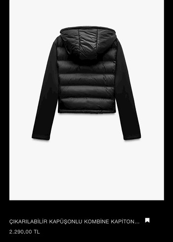 Zara Zara marka orjinal yeni sezon Çıkarılabilir Kapüşonlu Mont