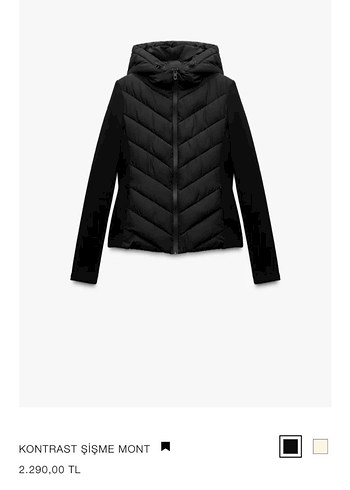 Zara marka orijinal yeni sezon Kontrast şişme Mont