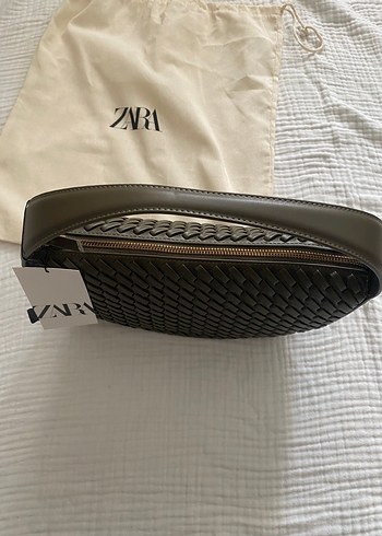  Beden haki Renk Zara Marka Orjinal Yeni Sezon Örme Efektli El Çantası