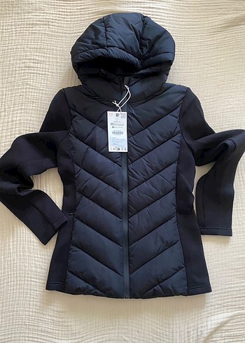 xs Beden Zara marka orjinal yeni sezon kontrast şişme mont