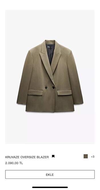 Zara marka orjinal yeni sezon kruvaze oversize blazer