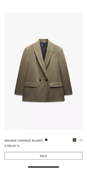 Zara marka orjinal yeni sezon kruvaze oversize blazer