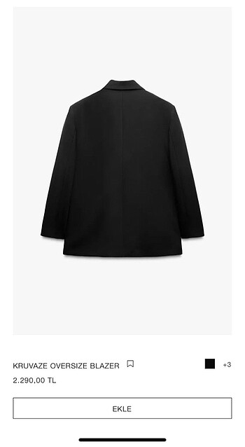 s Beden siyah Renk Zara marka orjinal yeni sezon kruvaze oversize blazer