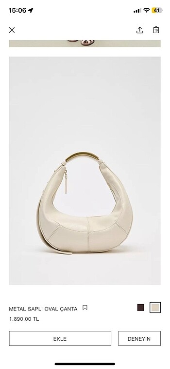 Zara marka orjinal yeni sezon metal saplı oval çanta
