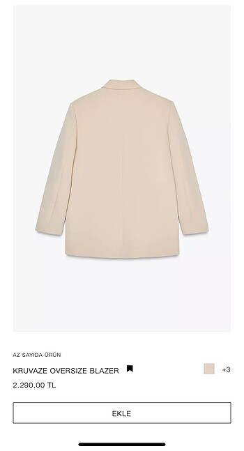 Zara Zara marka orjinal yeni sezon kruvaze oversize blazer