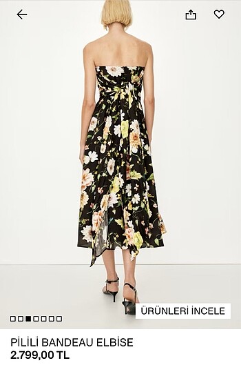 H&M H&M marka orjinal yeni sezon pilili bandeau elbise