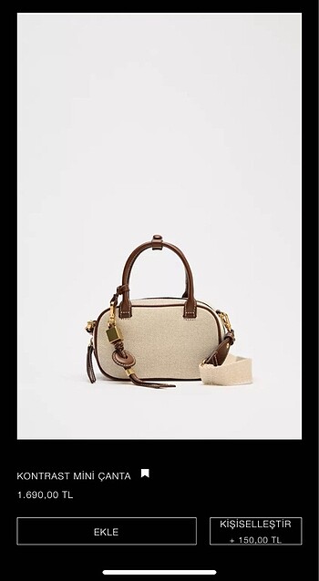 Zara marka orjinal yeni sezon kontrast mini çanta
