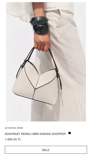Zara marka orijinal yeni sezon kontrast renkli mini kanvas shopp