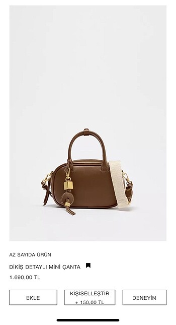 Zara marka orijinal yeni sezon dikiş detaylı mini çanta