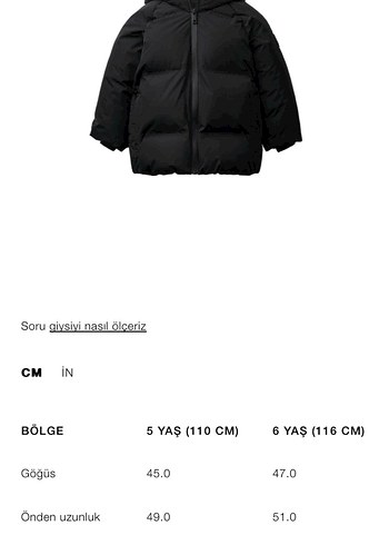 Zara Zara marka orjinal yeni sezon su geçirmez şişme mont
