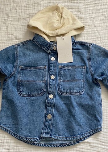 18-24 Ay Beden Zara marka orjinal yeni sezonÇıkarılabilir Kapüşonlu Denim Ceket