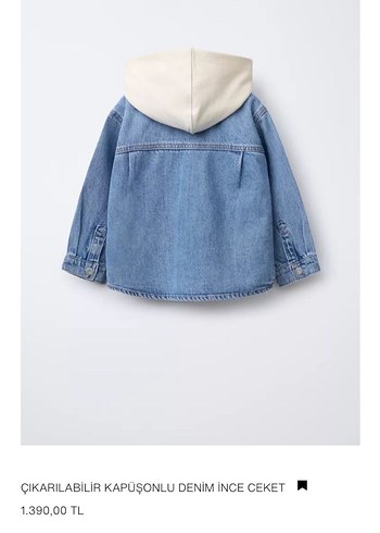 Zara Zara marka orjinal yeni sezonÇıkarılabilir Kapüşonlu Denim Ceket