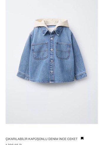 Zara marka orjinal yeni sezonÇıkarılabilir Kapüşonlu Denim Ceket
