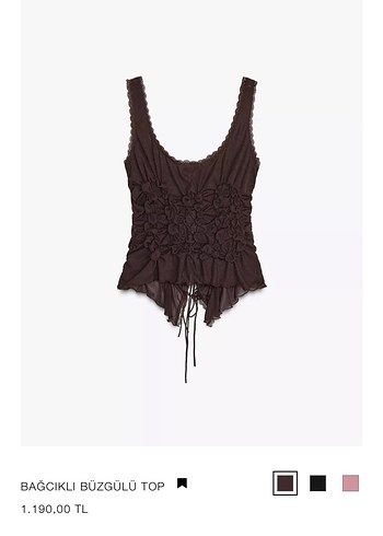 Zara Zara marka orjinal yeni sezon Kahverengi Dantel Detaylı Bustier