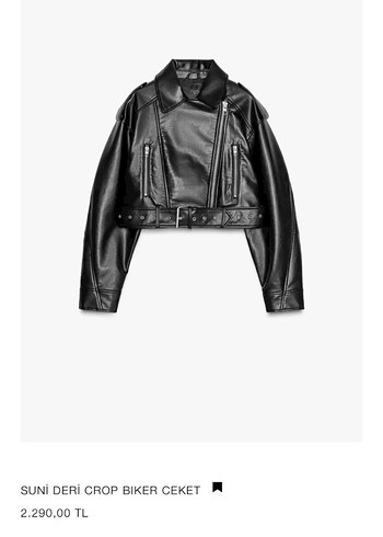 Zara marka orjinal yeni sezon suni deri crop bıker ceket