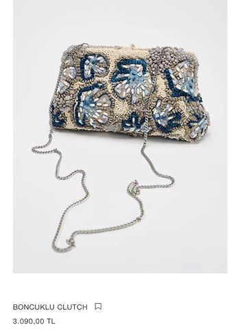 Zara marka orjinal yeni sezon Boncuk İşlemeli Clutch Çanta