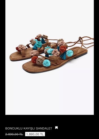 Zara marka orjinal yeni sezon Boncuklu Kayışlı Sandalet