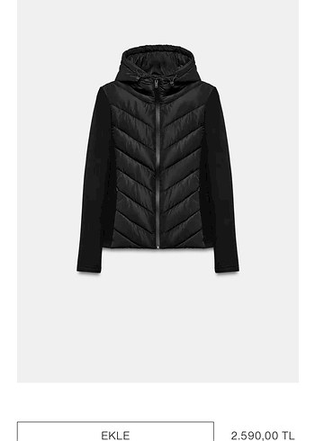Zara Marka Orijinal Yeni Sezon Kontrast Sisme Mont