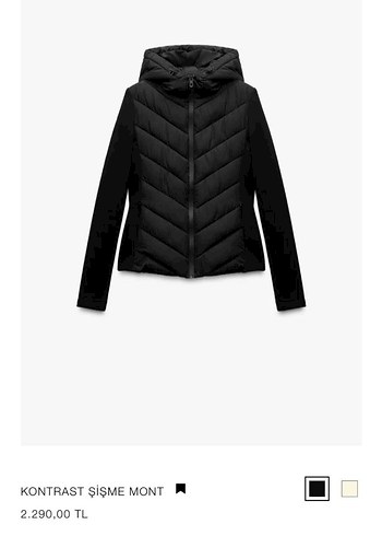 Zara marka orjinal yeni sezon kontrast şişme mont