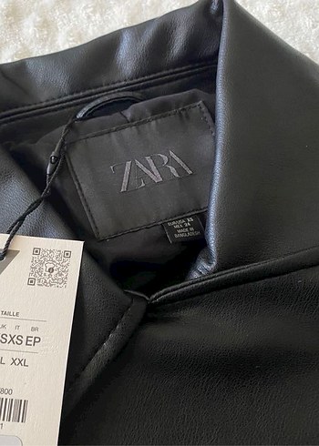 xs Beden siyah Renk Zara marka orjinal yeni sezon suni deri crop bıker ceket