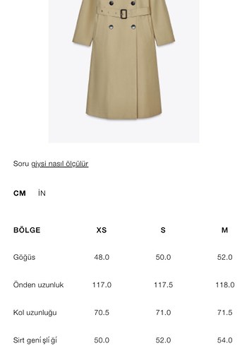 s Beden camel Renk Zara marka orjinal yeni sezon kemerli uzun trençkot