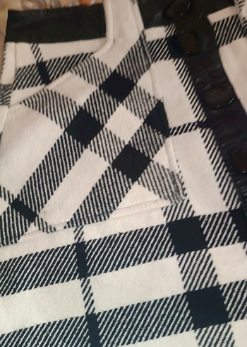 Düğmeli Beyaz Gri Ekose Midi Etek - Görsel 5