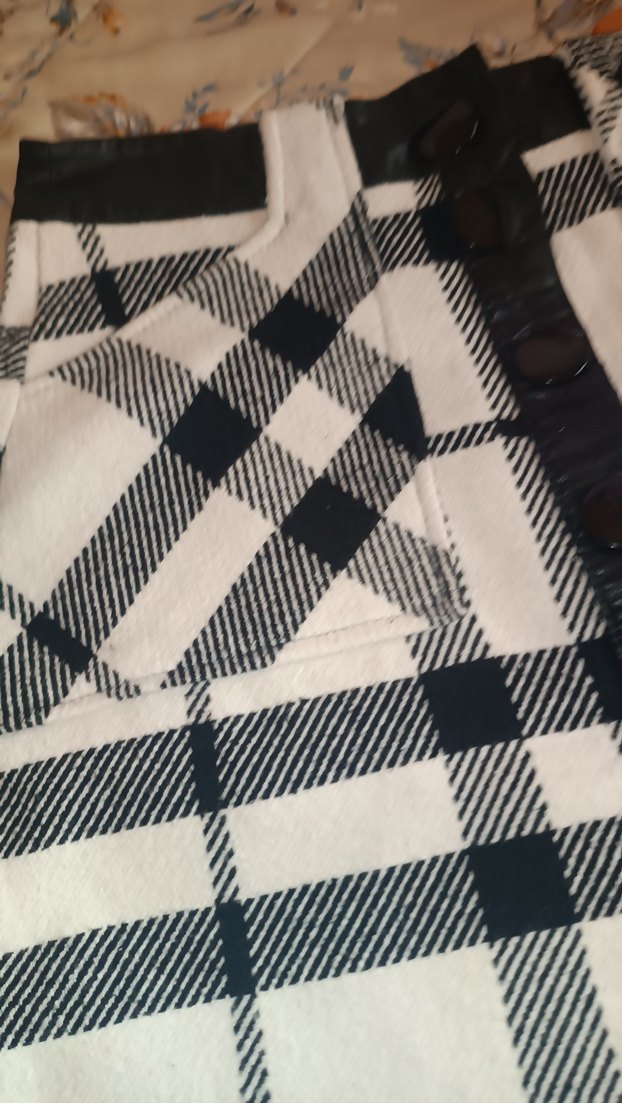 Düğmeli Beyaz Gri Ekose Midi Etek - Görsel 5