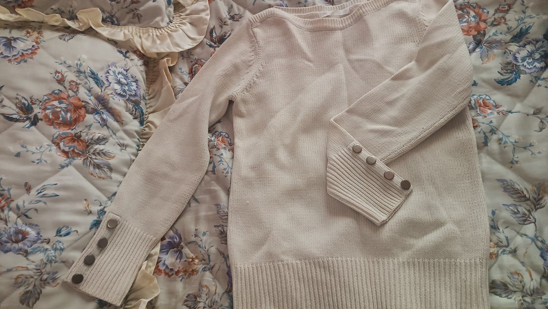 Düğmeli Bej Triko Kadın Kazak - Görsel 5