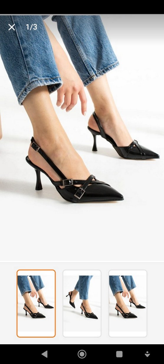 Siyah Yılan Desenli Tokalı Stiletto - Görsel 4